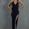 Never Leaving Diamante Lace-Up Maxi Dress Black