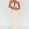 Winter Garden U-Neckline Maxi Dress Beige