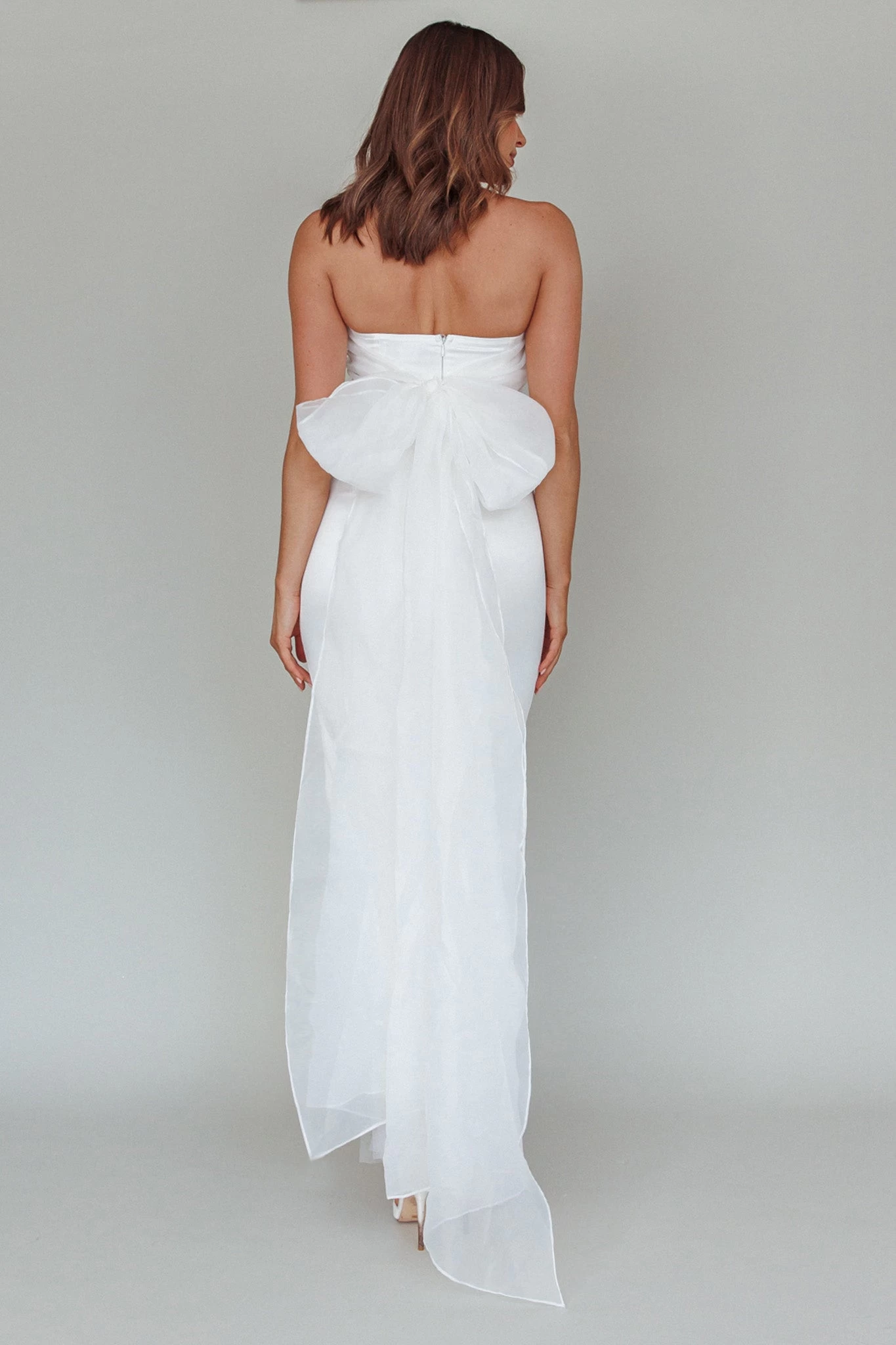 Always And Forever Bow Back Midi Dress White - Image 2