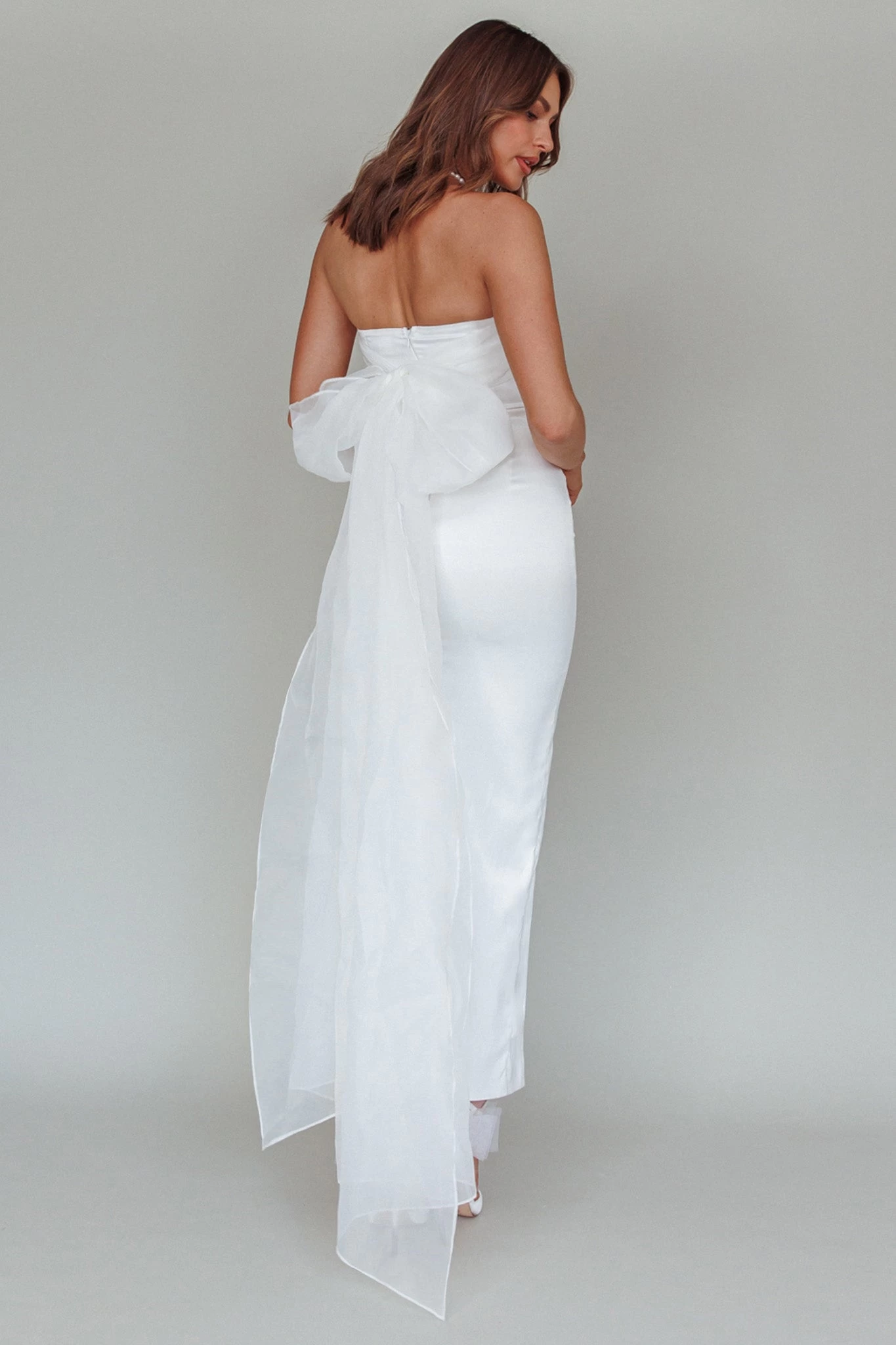 Always And Forever Bow Back Midi Dress White - Image 8