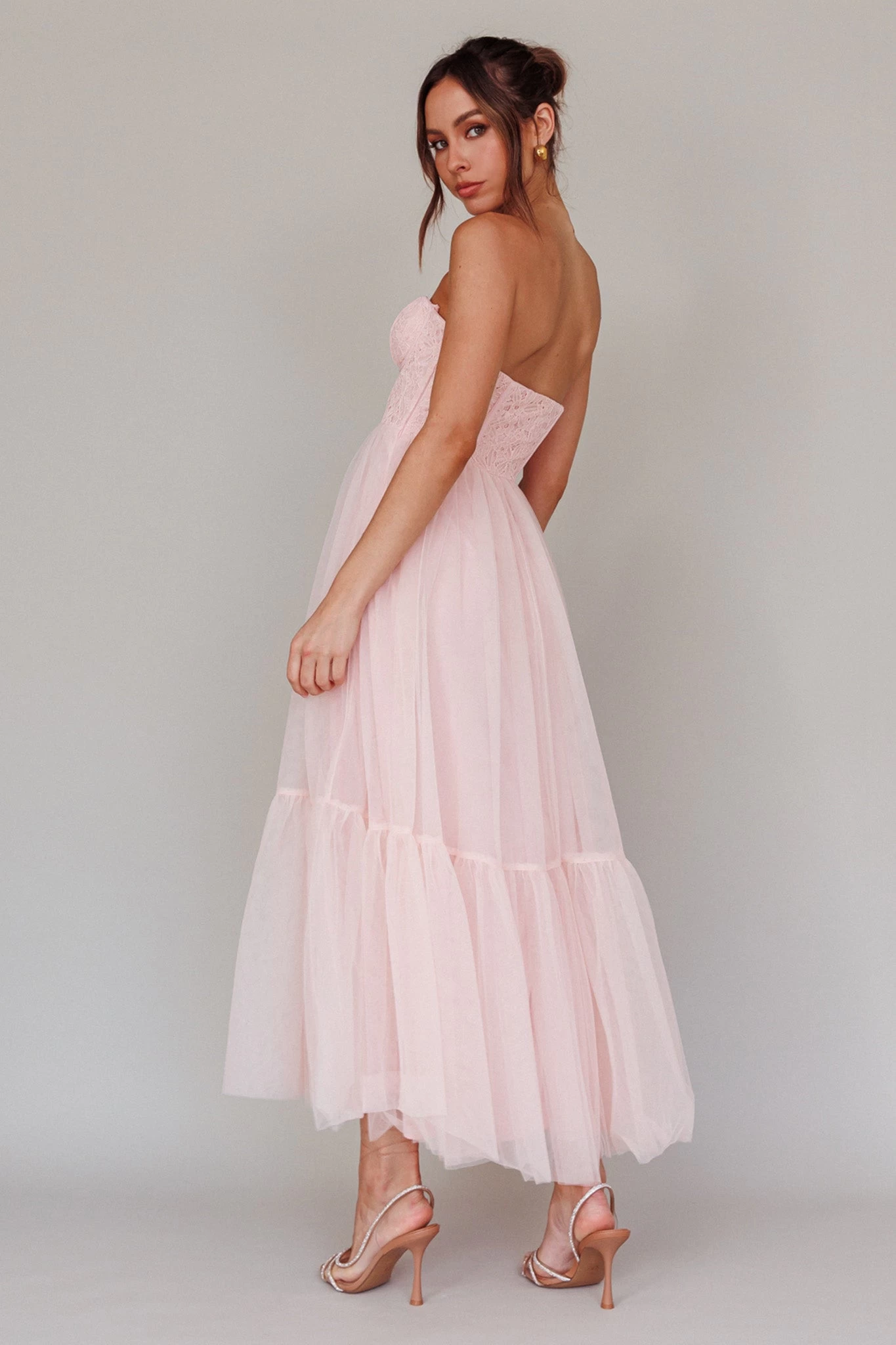 Dancing With Me Sweetheart Tulle Midi Dress Pink - Image 2
