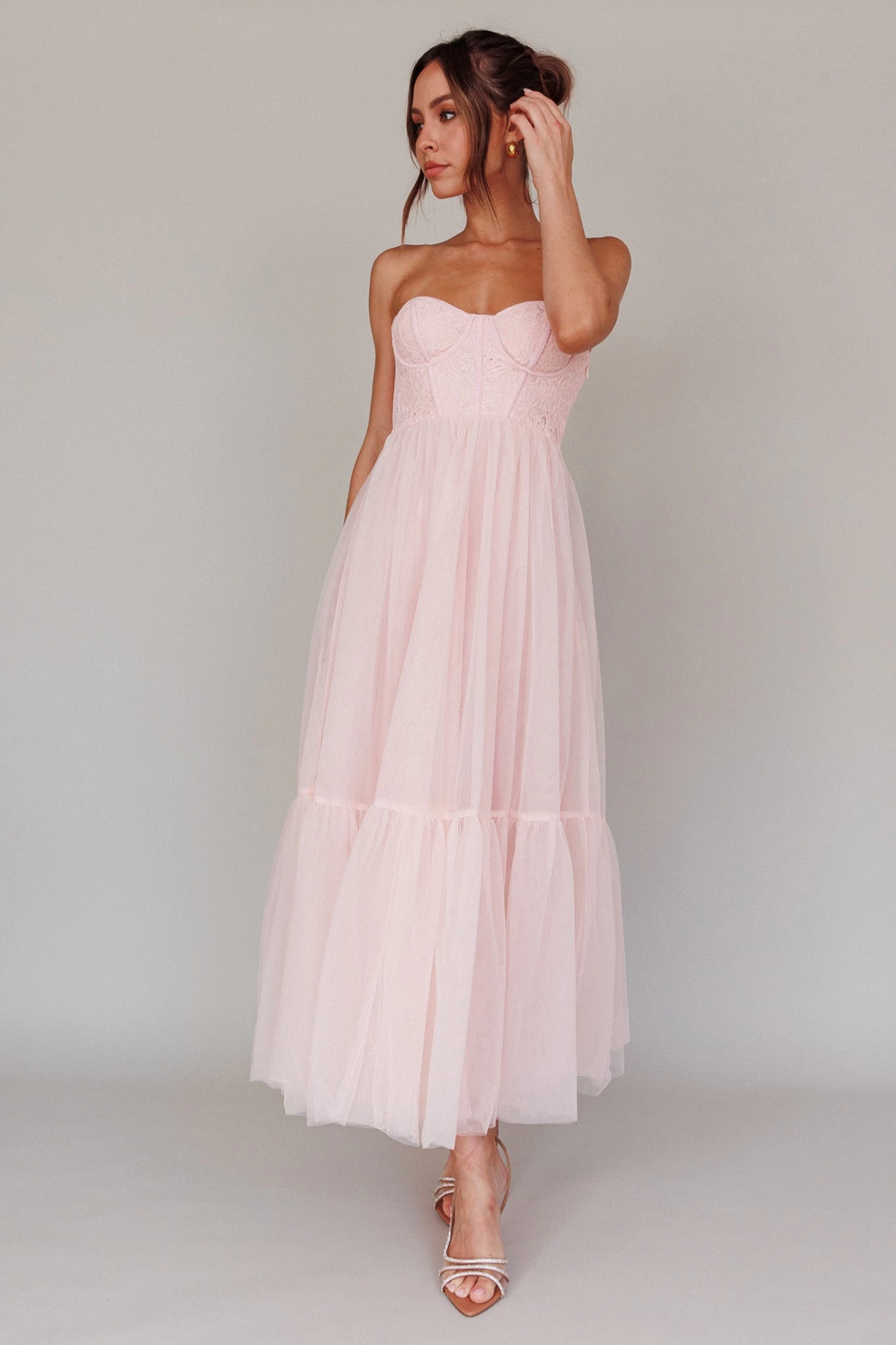 Dancing With Me Sweetheart Tulle Midi Dress Pink - Image 5