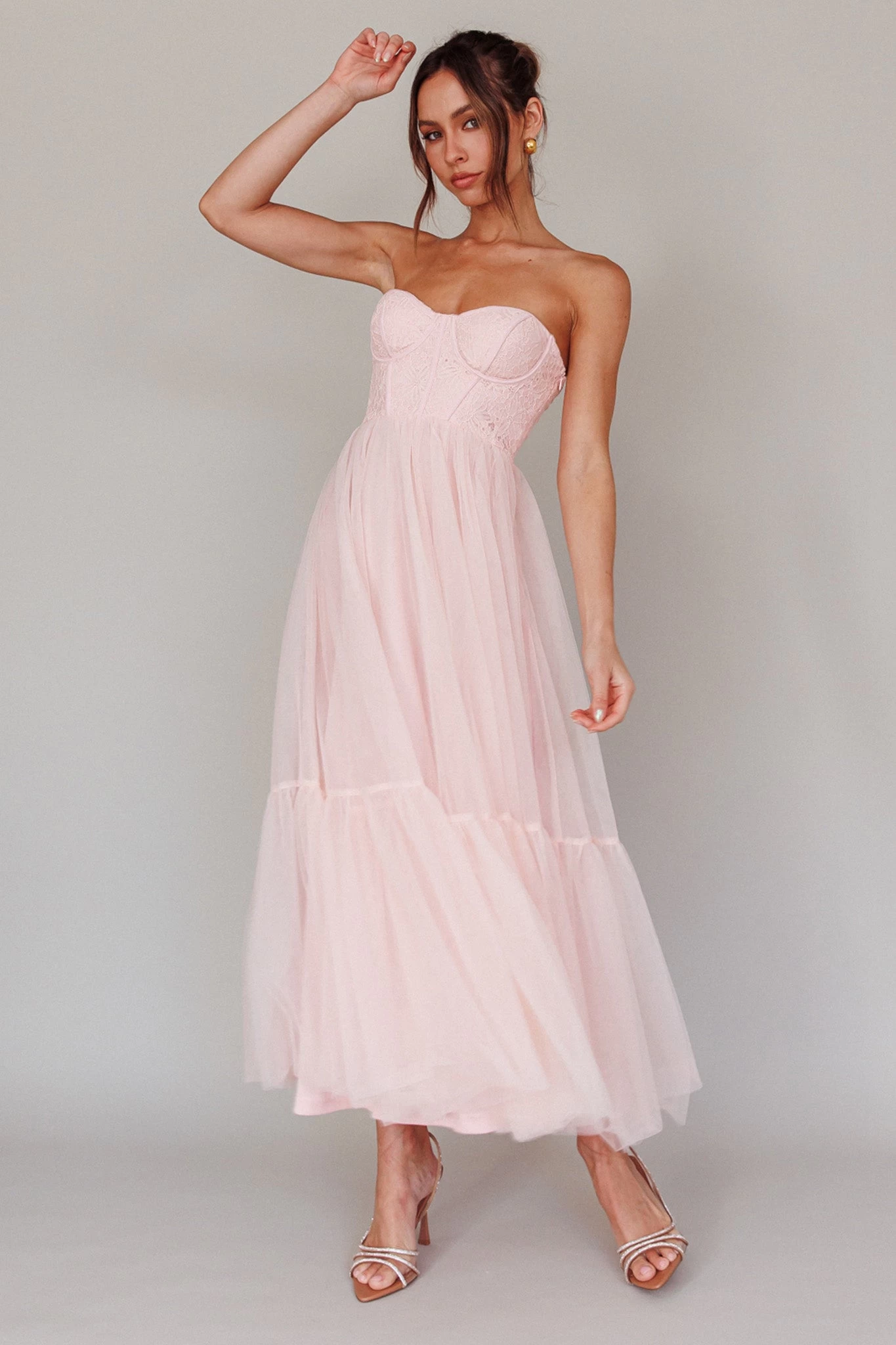 Dancing With Me Sweetheart Tulle Midi Dress Pink - Image 6