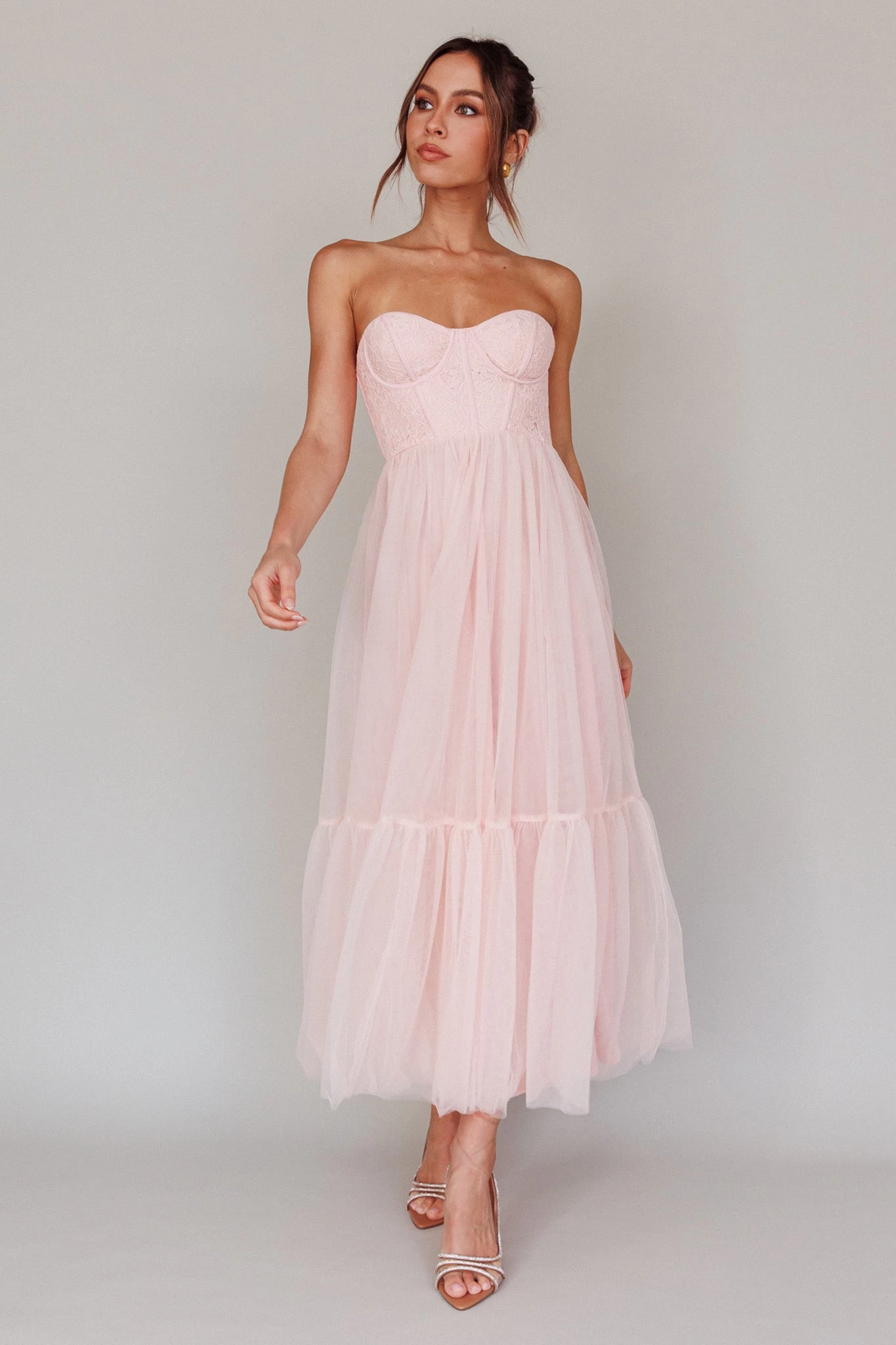 Dancing With Me Sweetheart Tulle Midi Dress Pink - Image 7