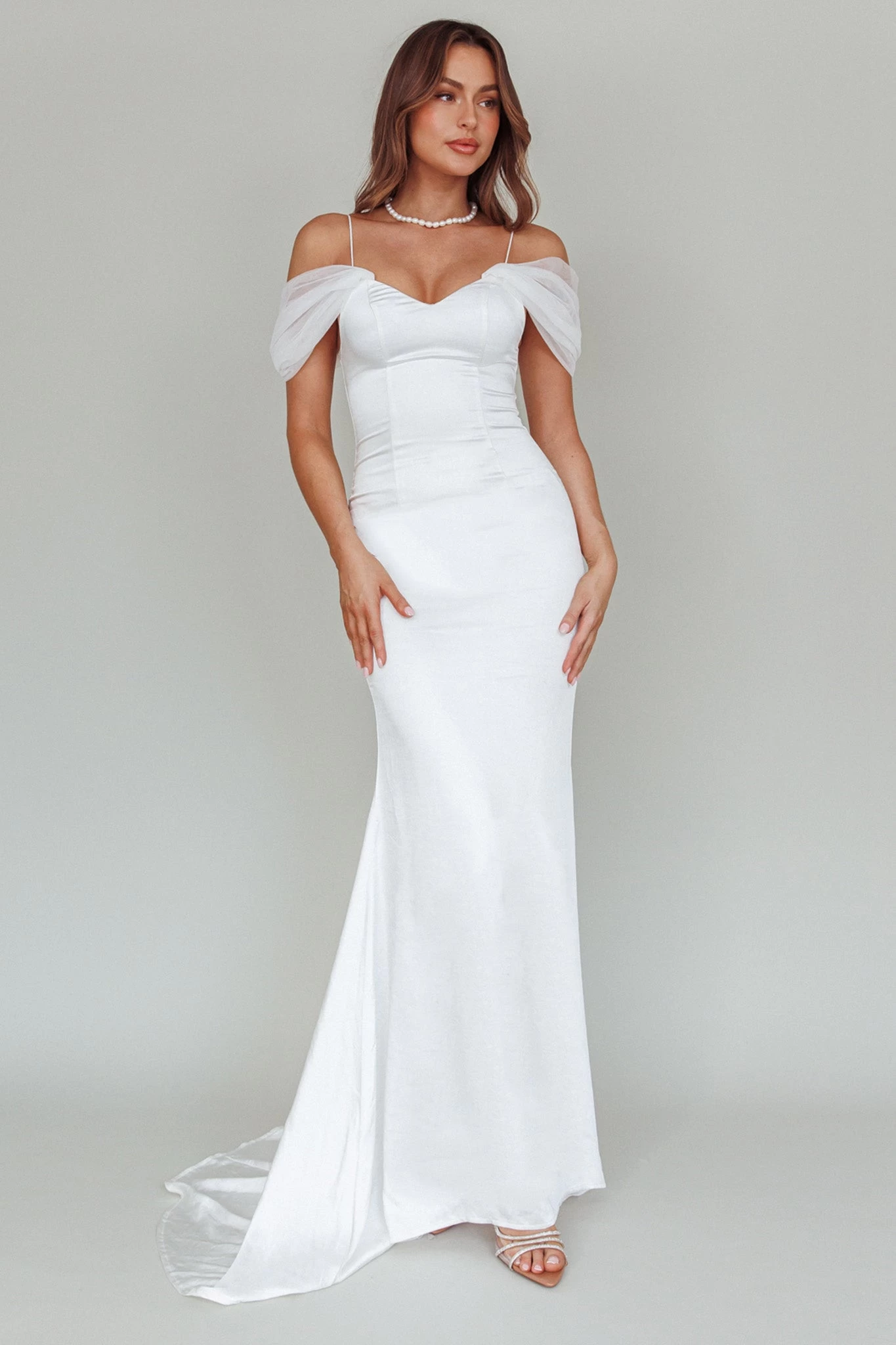 Keila Off-Shoulder Maxi Dress White - Image 3