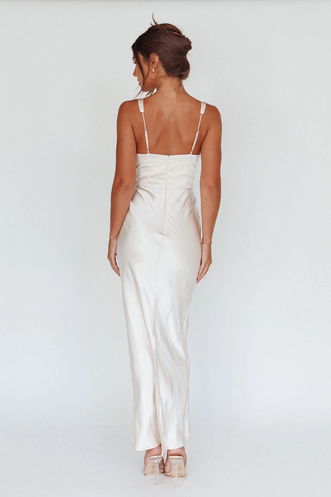 Blushing Beauty Horsebit Accent Maxi Dress Champagne - Image 2