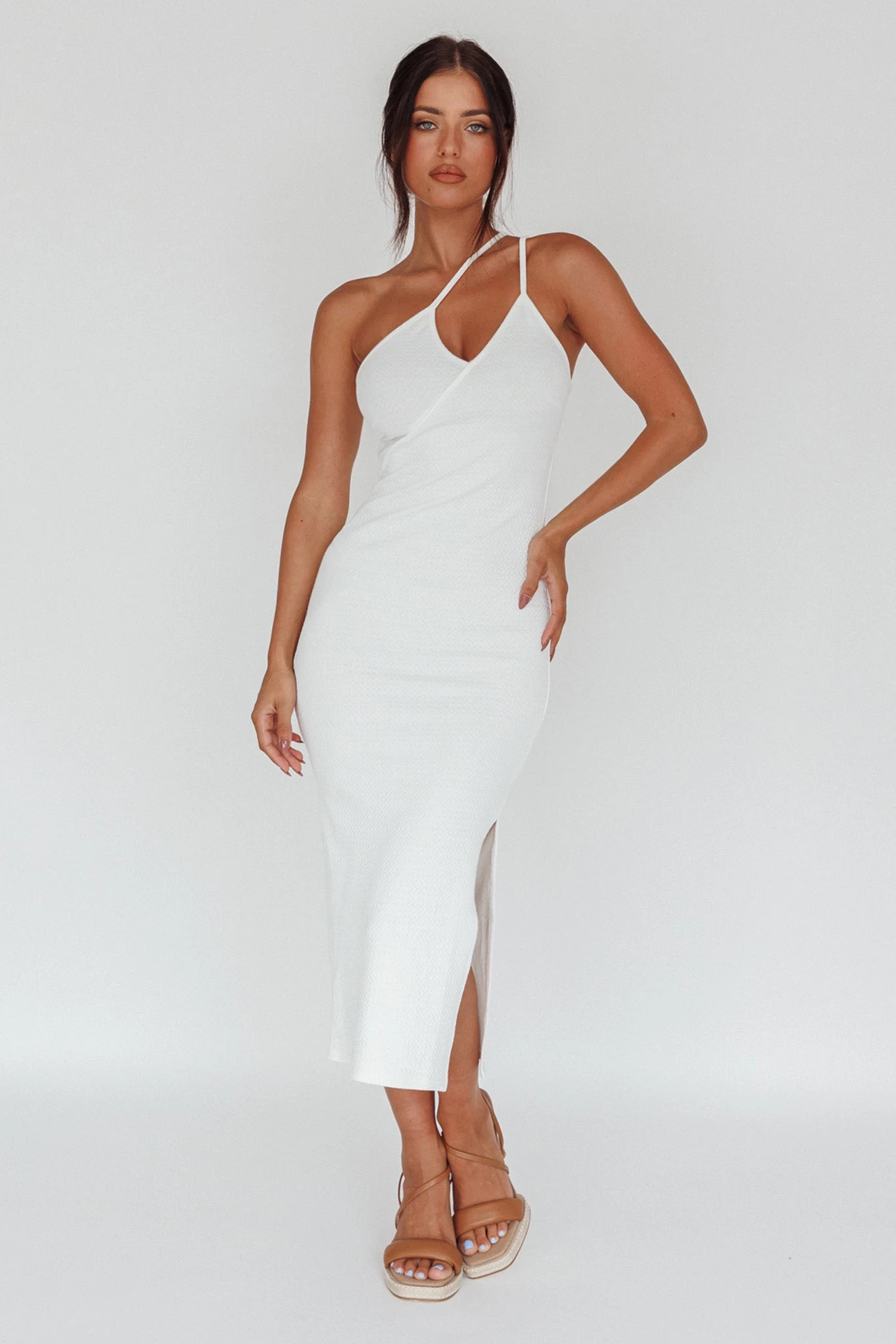 Planets Align Double Strap Midi Dress White - Image 3