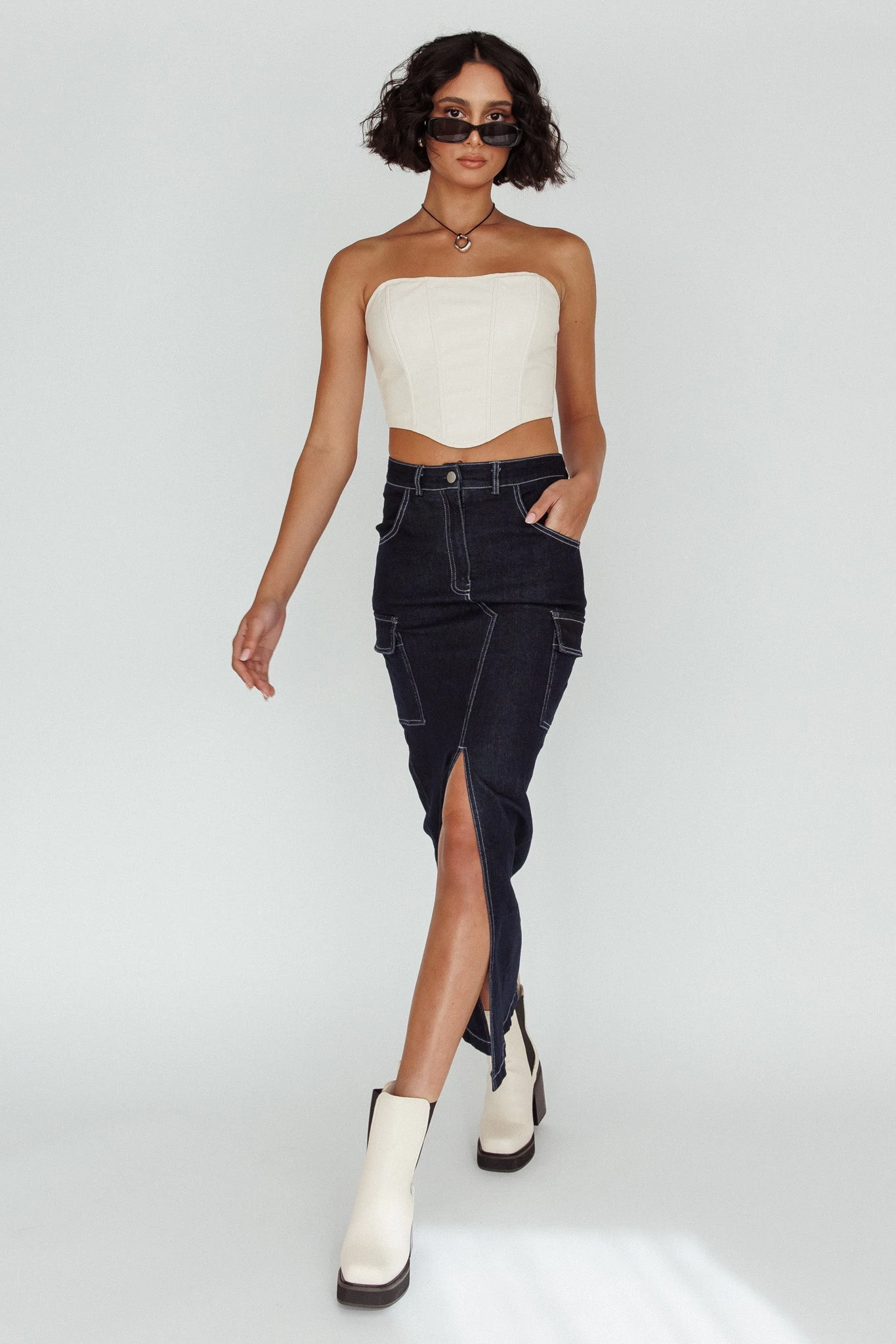 Mercury Retrograde Pocket Midi Skirt Indigo - Image 3