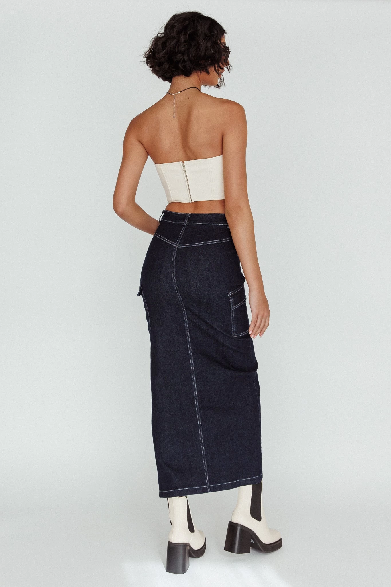 Mercury Retrograde Pocket Midi Skirt Indigo - Image 2