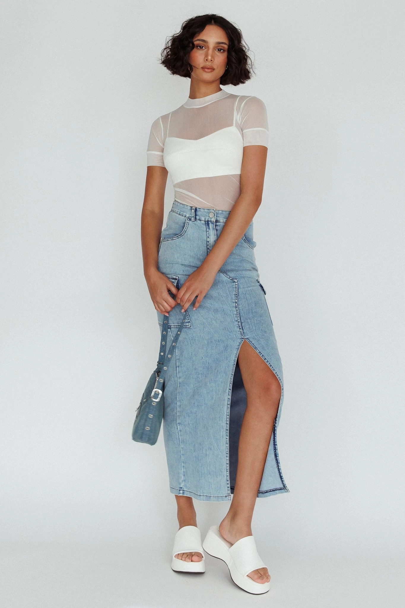 Mercury Retrograde Pocket Midi Skirt Denim - Image 3