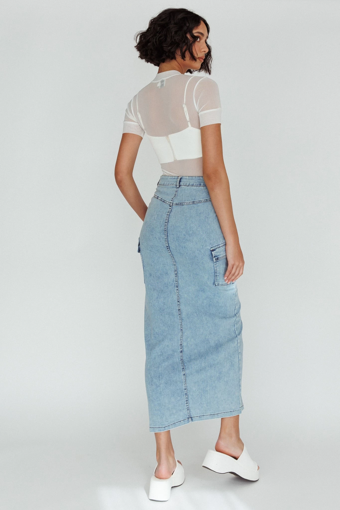 Mercury Retrograde Pocket Midi Skirt Denim - Image 2