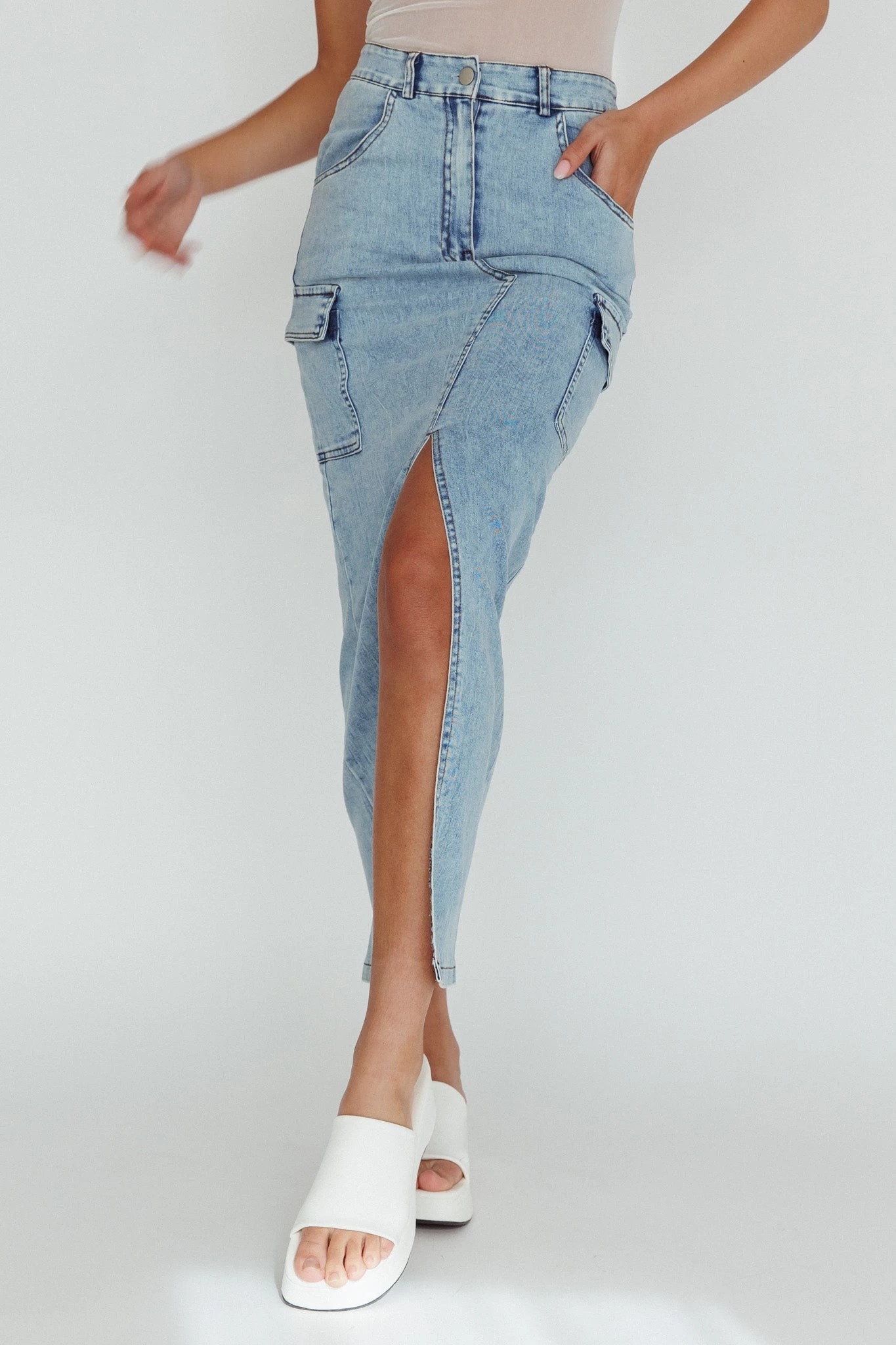 Mercury Retrograde Pocket Midi Skirt Denim - Image 4