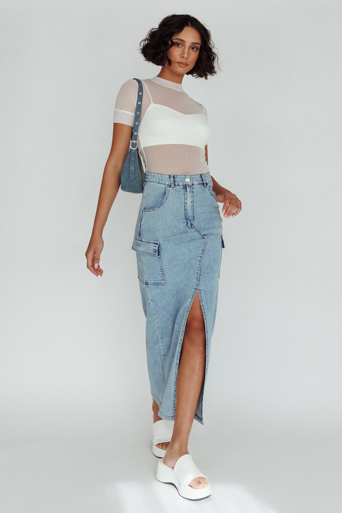 Mercury Retrograde Pocket Midi Skirt Denim - Image 5