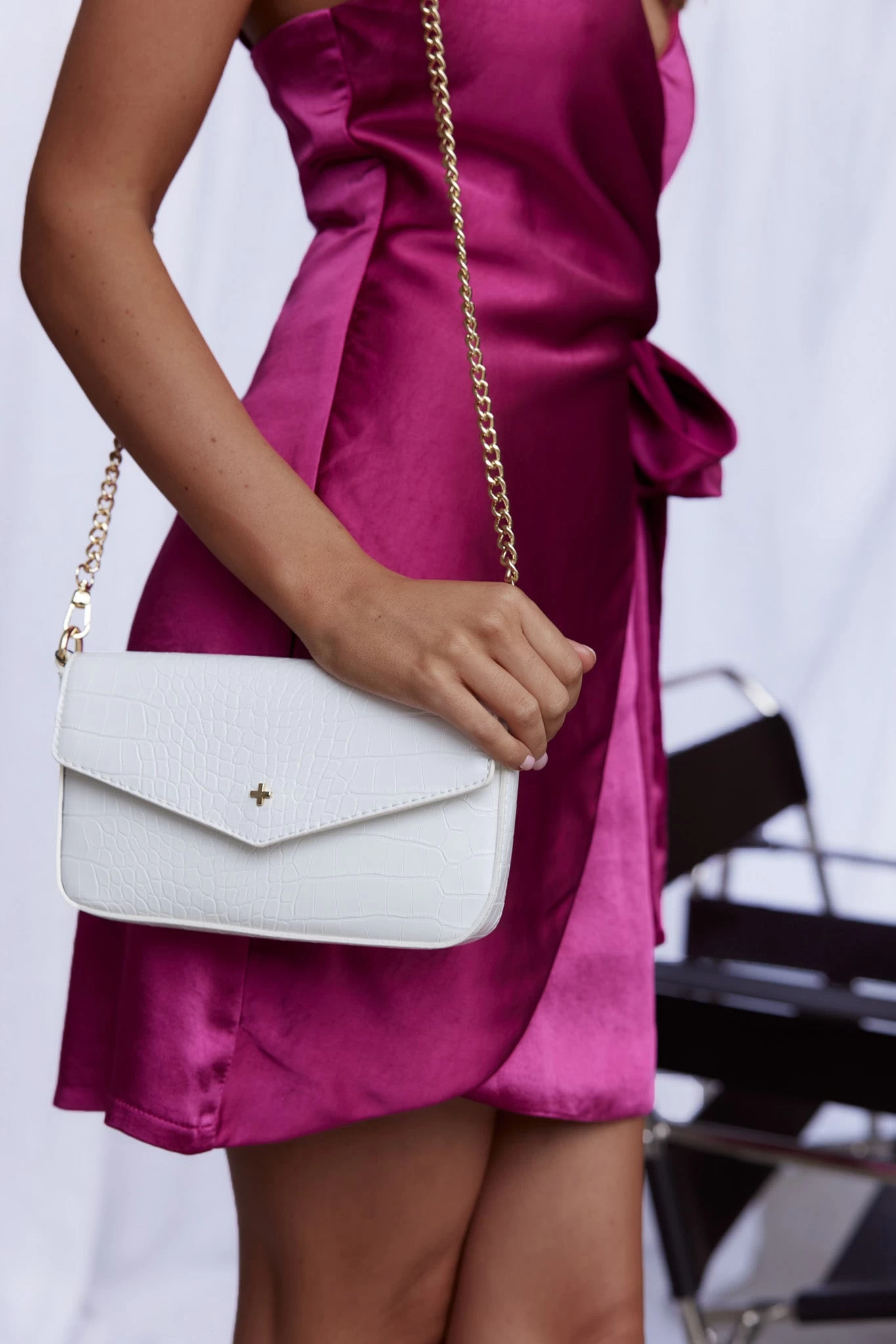 Peta And Jain Munroe Embossed Flap Bag White - Image 4