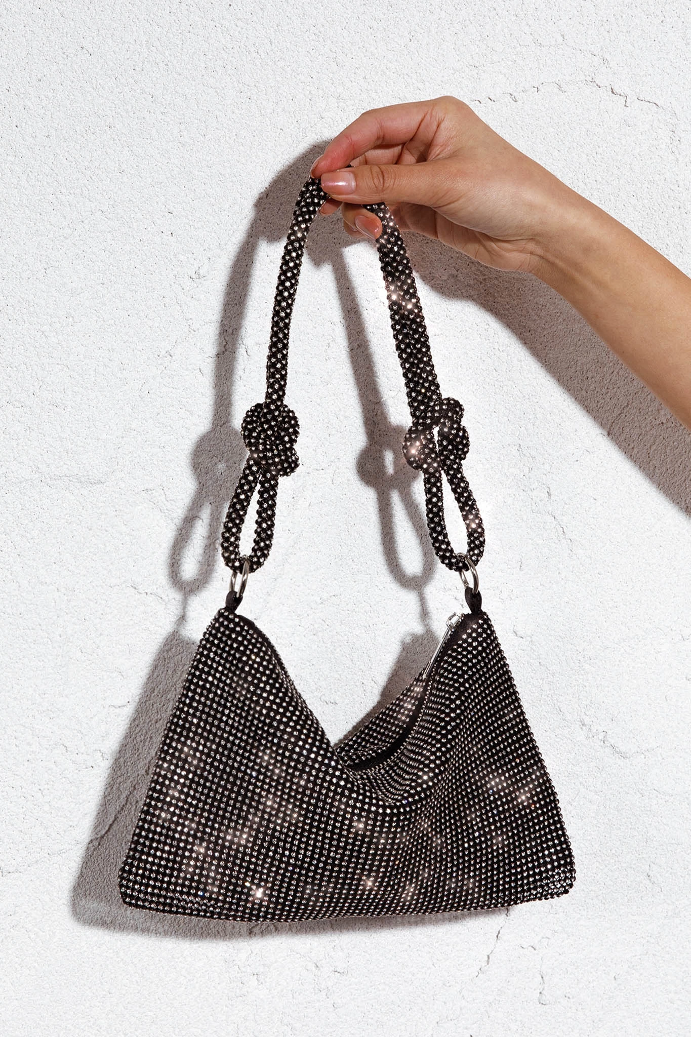 Harper Knot Strap Diamante Bag Black - Image 6