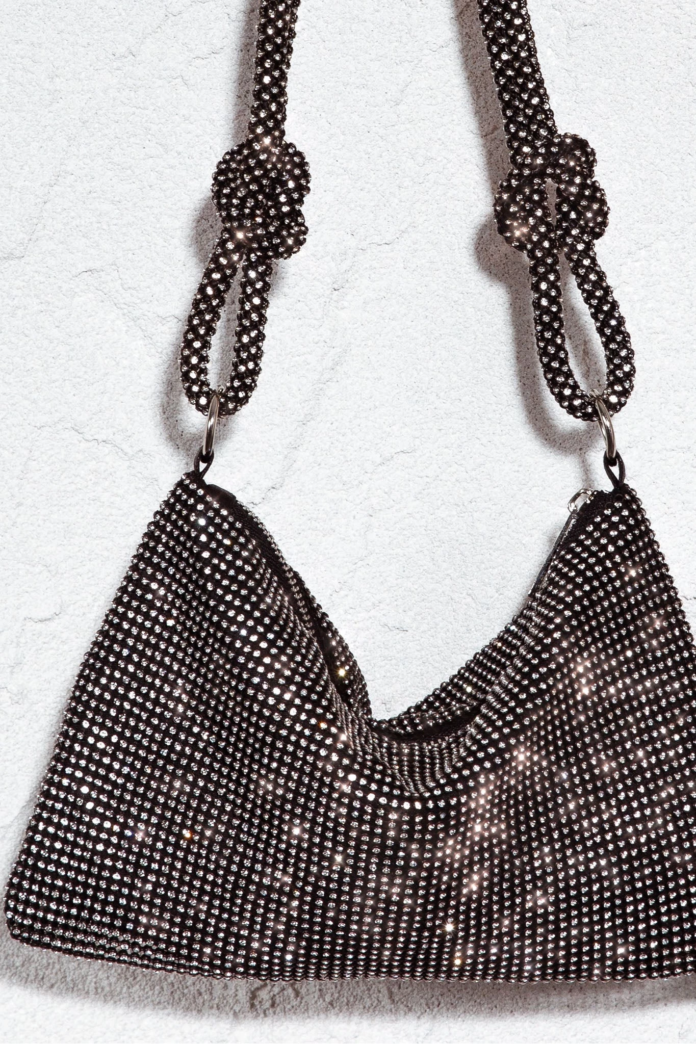 Harper Knot Strap Diamante Bag Black - Image 9