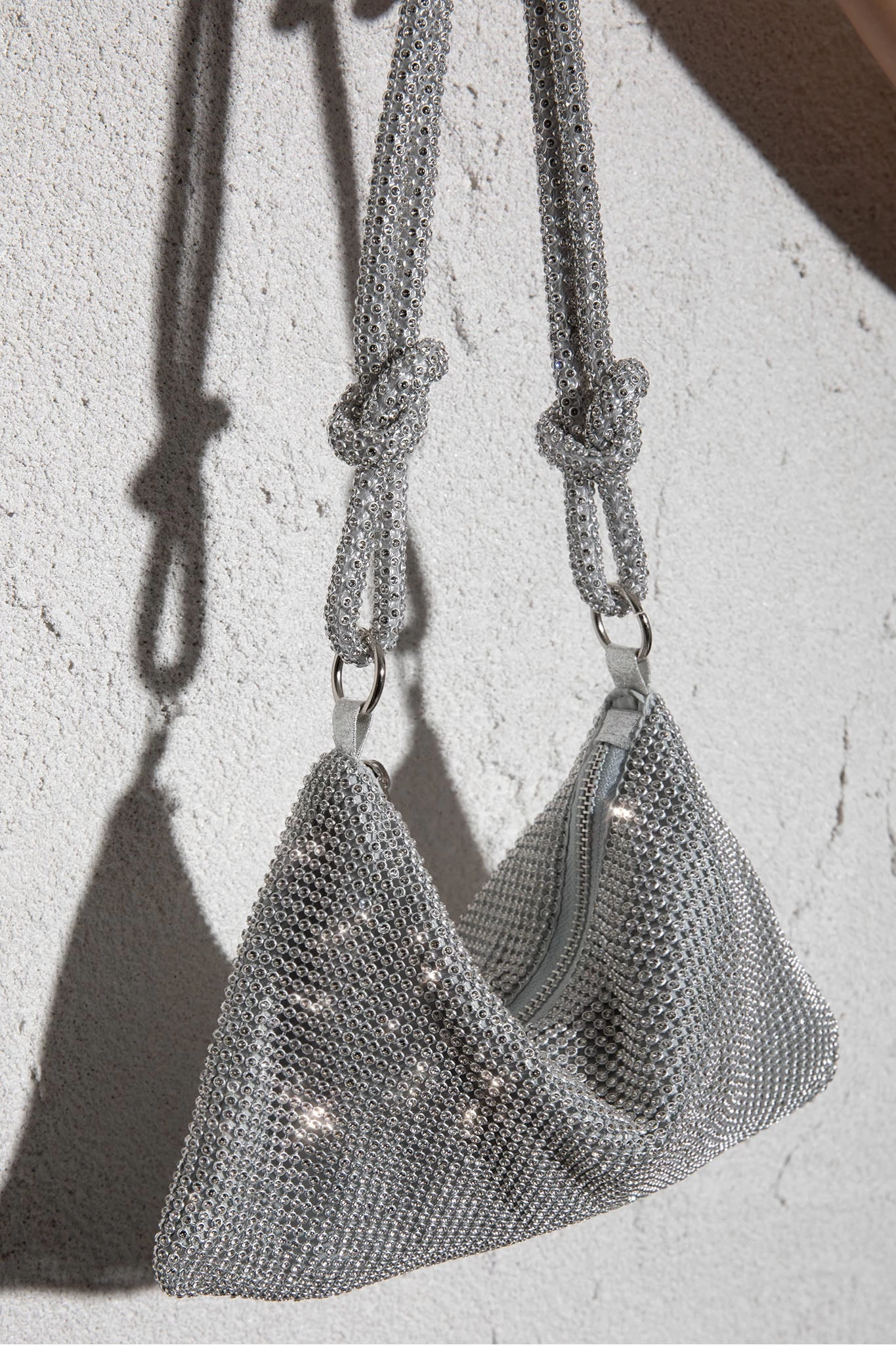 Harper Knot Strap Diamante Bag Silver - Image 8