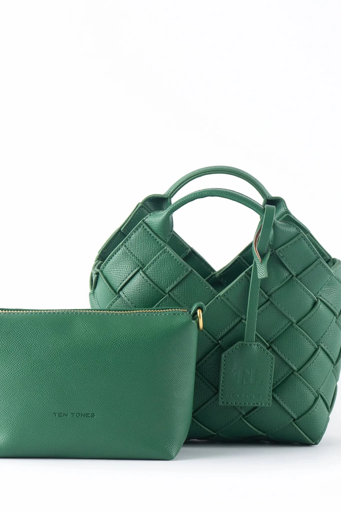 TEN TONES Clementine Woven Mini Tote Green - Image 2