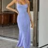 Bring On The Night Cowl Halterneck Front Split Maxi Dress Blue