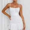 Paradis Cami Strap Ruched Bodice Mini Dress White