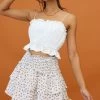 Sylvie Shirred Waist Layered Mini Skirt White