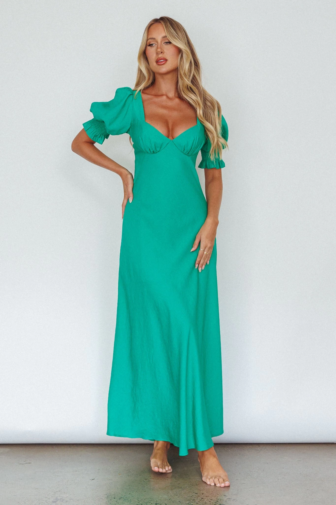 Brigita Tied Back Midi Dress Green - Image 5