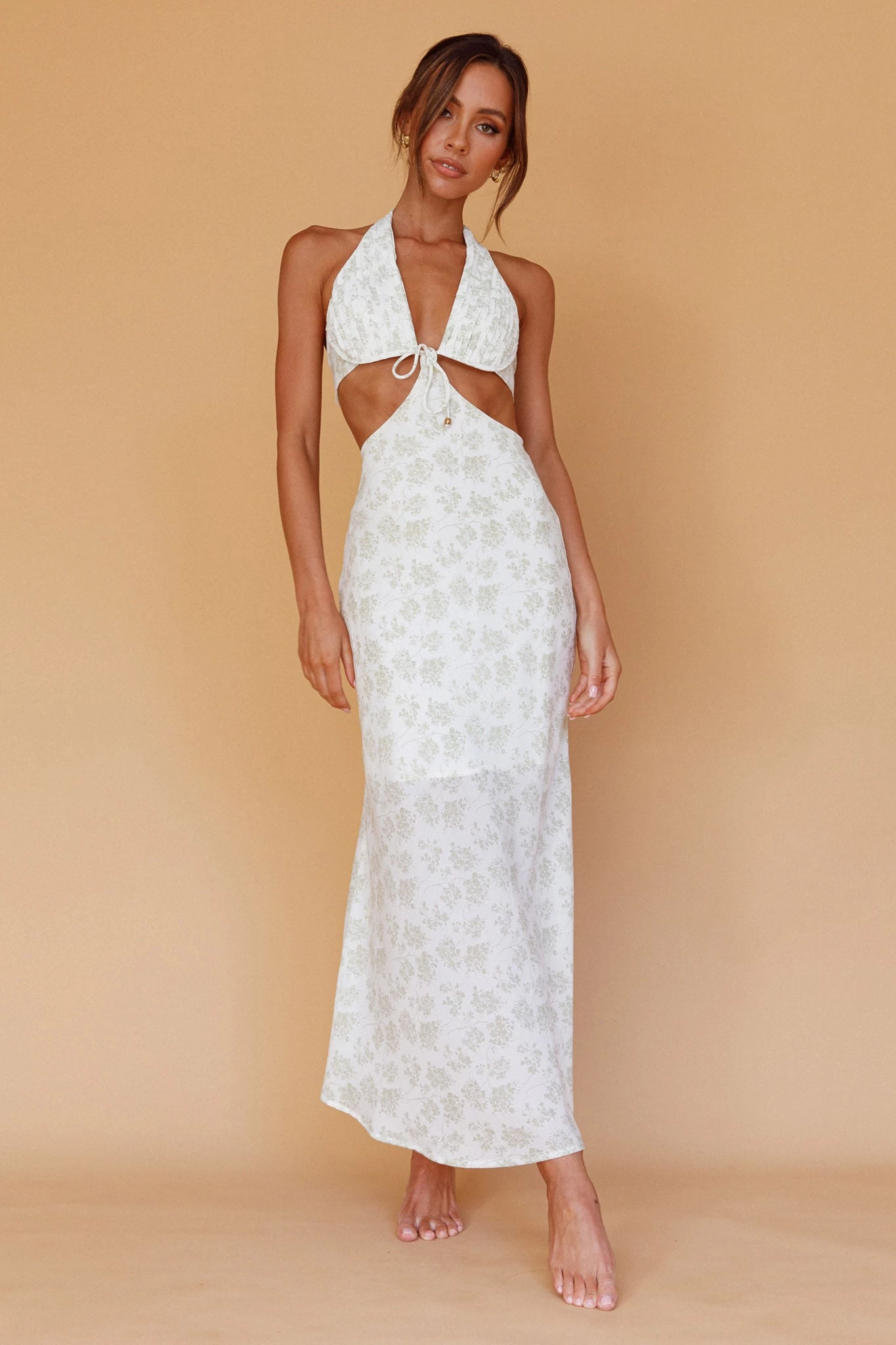 Paradise Found Cut-Out Midi Dress Floral Sage - Image 3