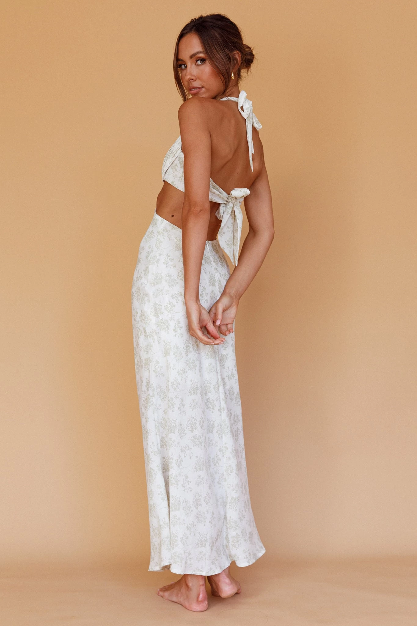 Paradise Found Cut-Out Midi Dress Floral Sage - Image 2