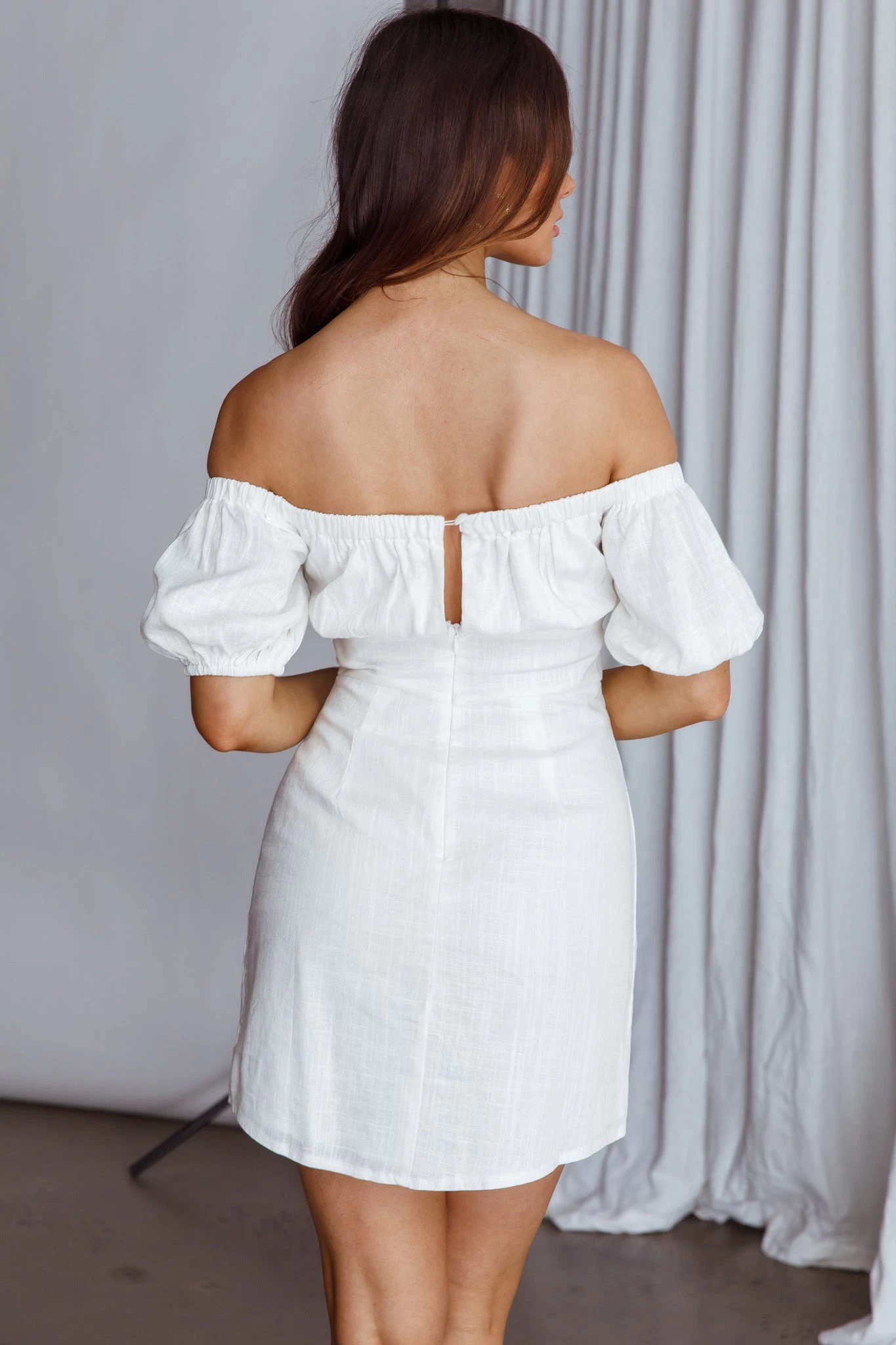 Dayanara Off-Shoulder Puff Sleeve Dress White - Image 2