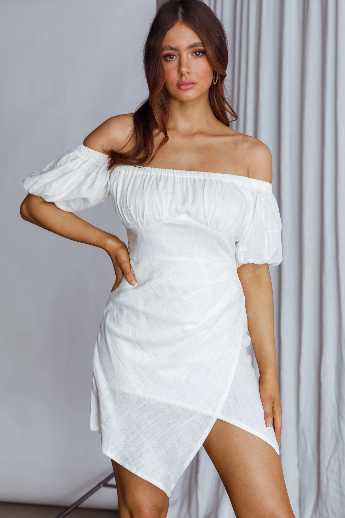 Dayanara Off-Shoulder Puff Sleeve Dress White - Image 6