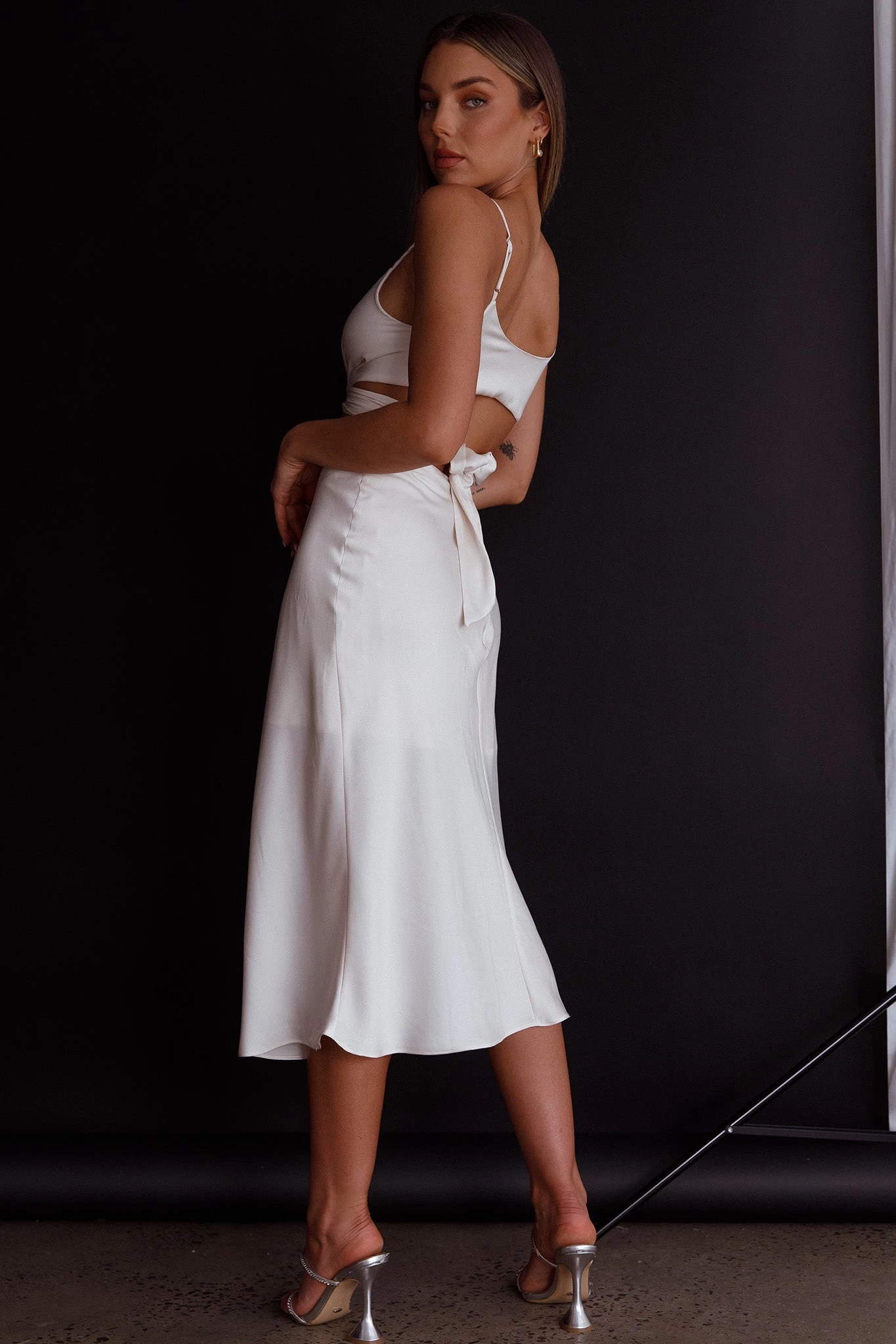 Dance With Me Crossover Bust Midi Dress Ivory - Image 2