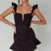 Mon Papillon Lace Mini Dress Black
