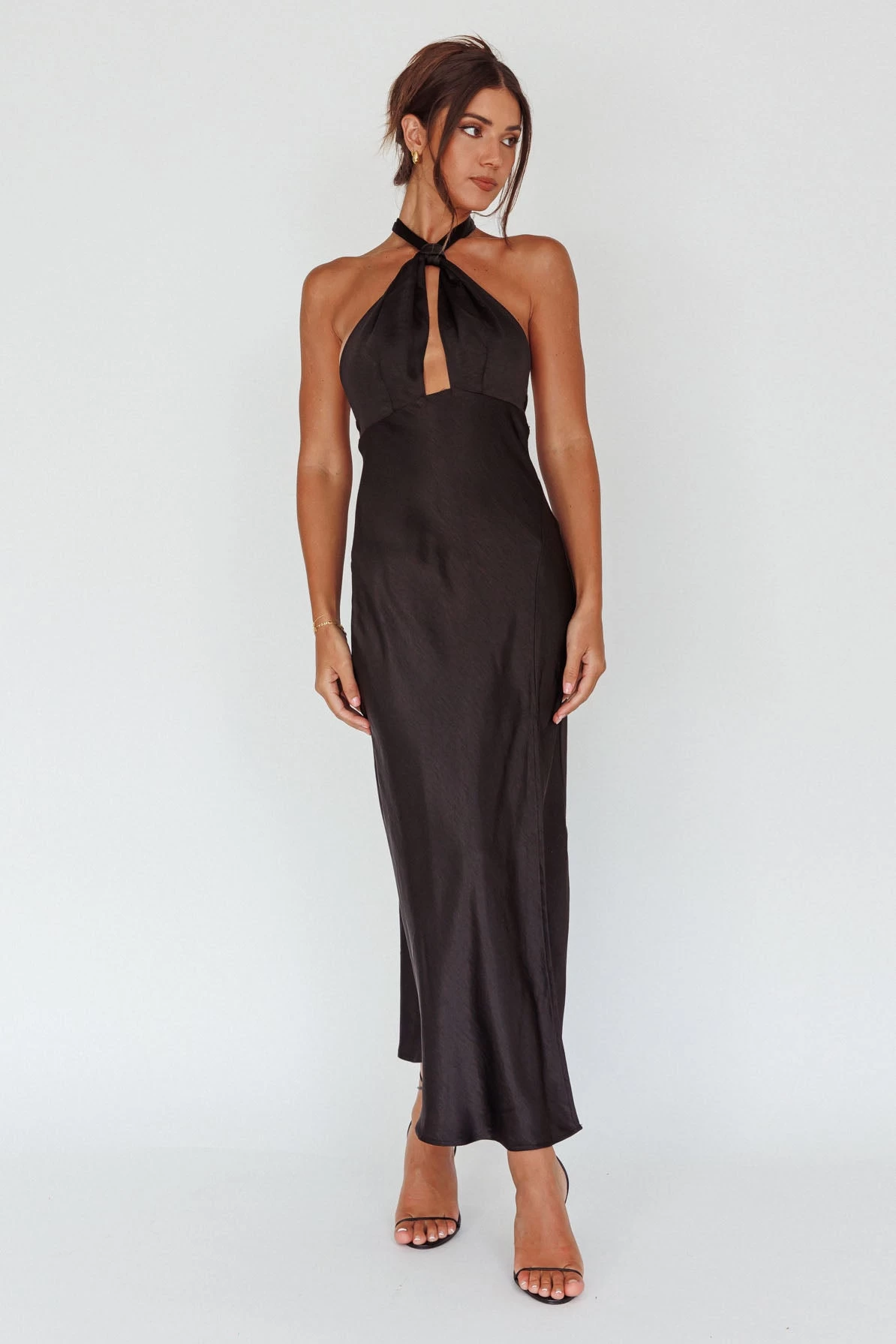 Te Amo Halterneck Open Back Midi Dress Black - Image 3