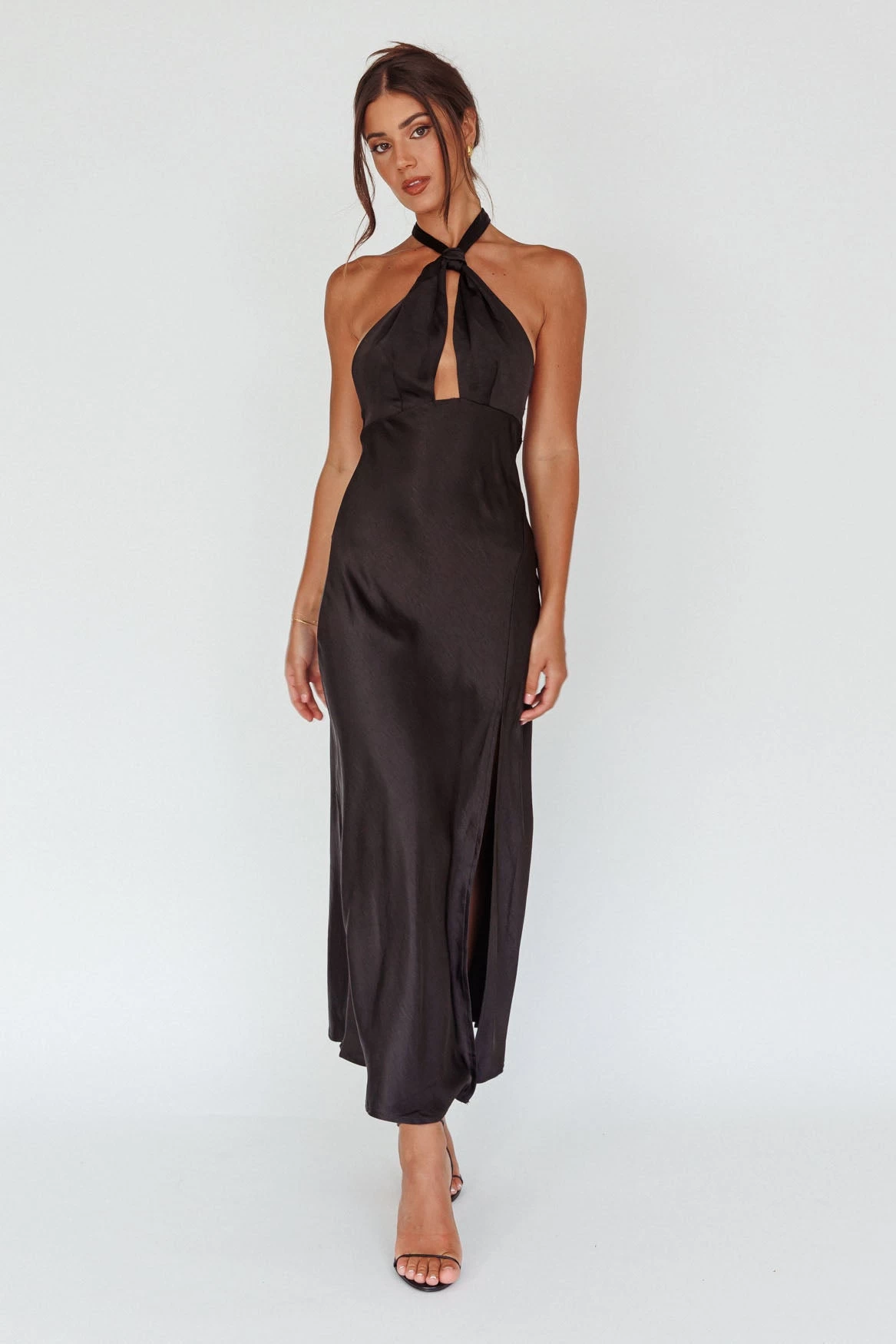 Te Amo Halterneck Open Back Midi Dress Black - Image 5