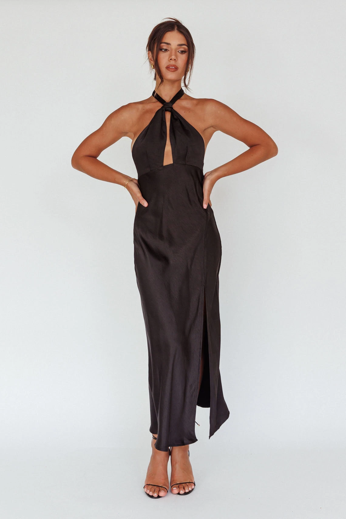 Te Amo Halterneck Open Back Midi Dress Black - Image 6