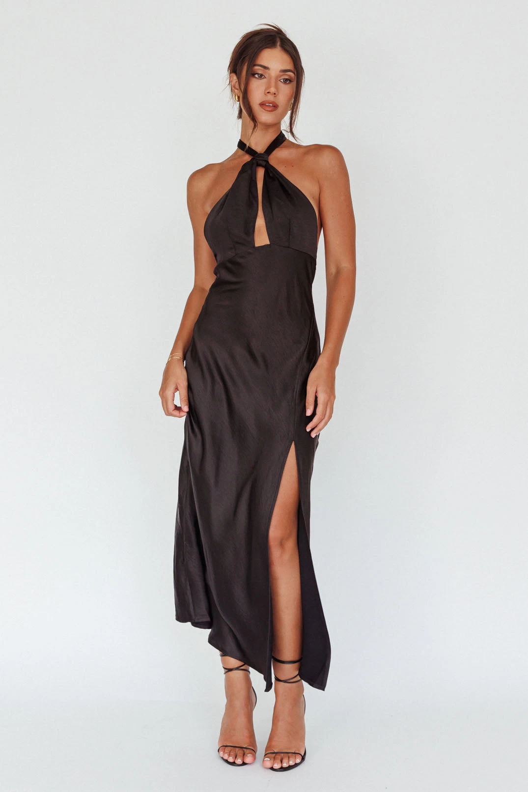 Te Amo Halterneck Open Back Midi Dress Black - Image 7