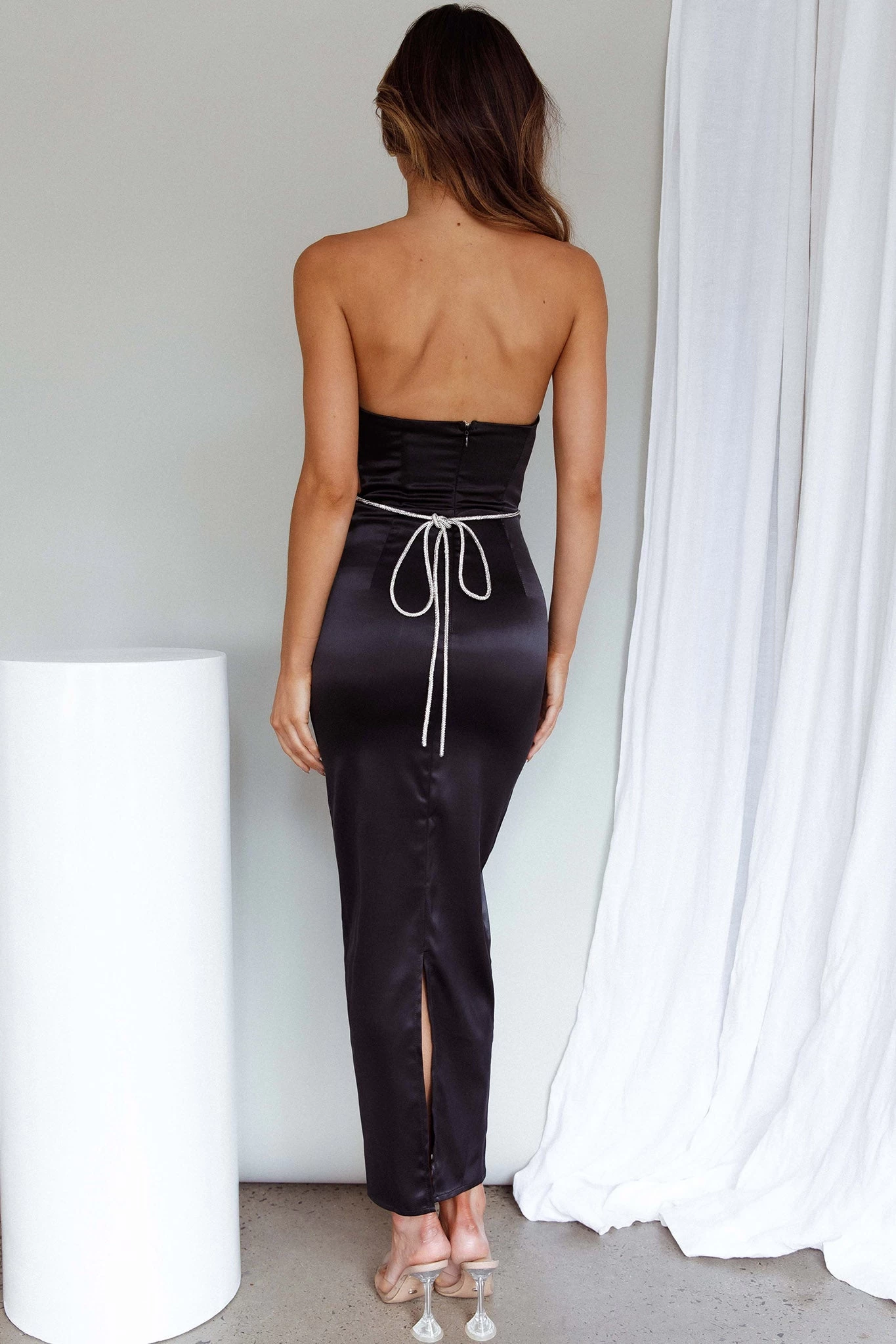 Nohemi Strapless Diamante Maxi Dress Black - Image 2