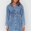Zurich Long Sleeve Mini Dress Blue