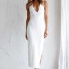 Uptown Girl V-Neckline Midi Dress White