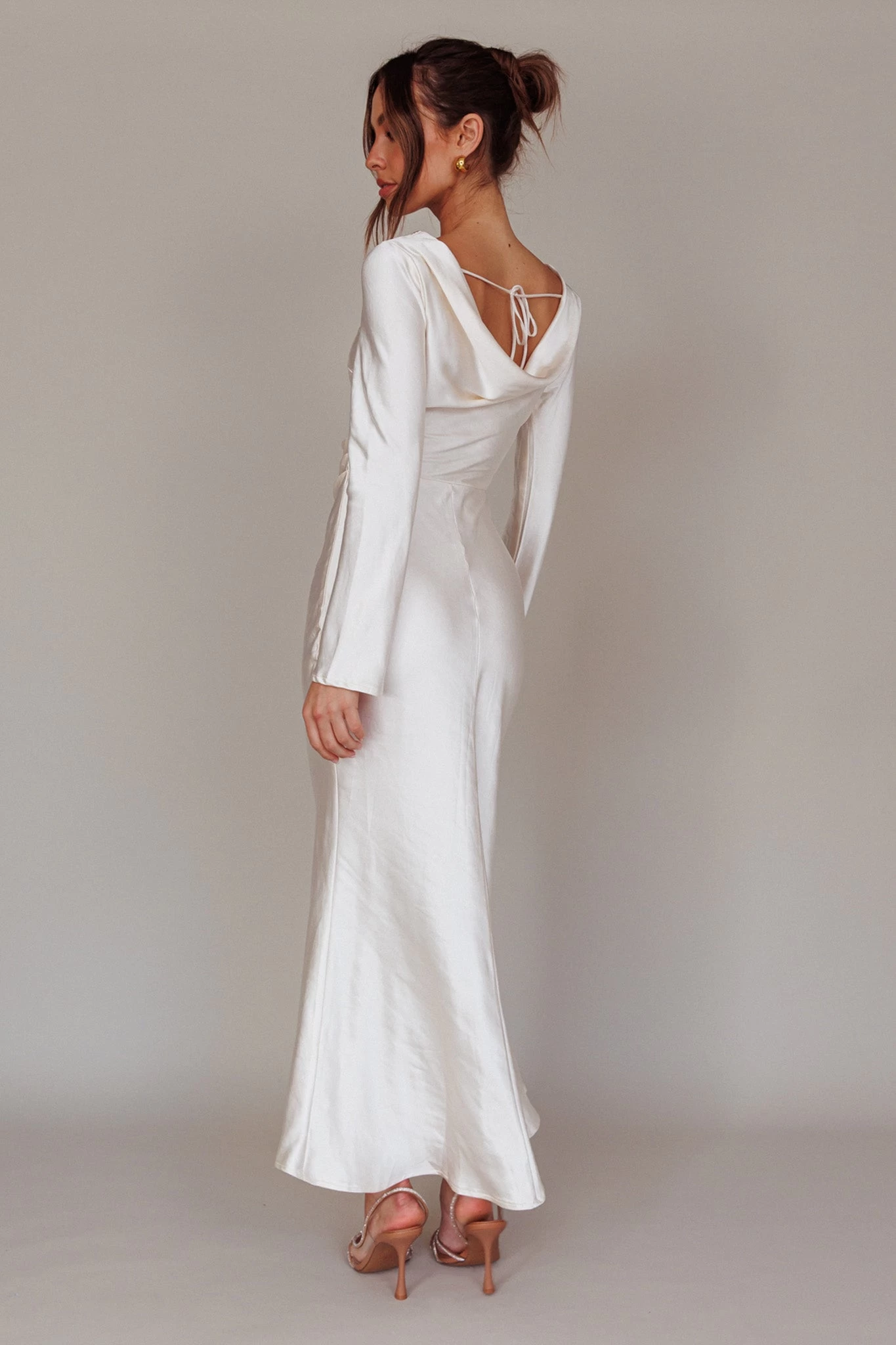 Loveland Cowl Back Midi Dress Oyster - Image 2