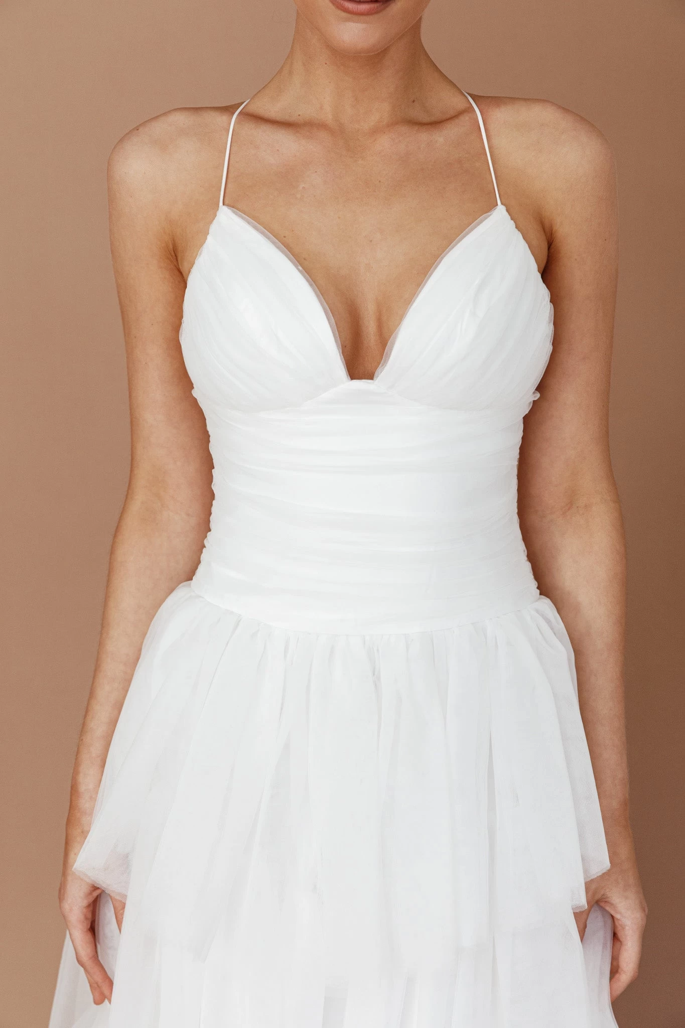 Nightingale Tiered Mesh Maxi Dress White - Image 7