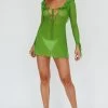 Sea Dreaming Ruffle Trim Mini Dress Lime