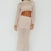 Bayside Crochet Midi Skirt Beige