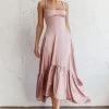 Belle De Jour Flounce Hem Midi Dress Blush