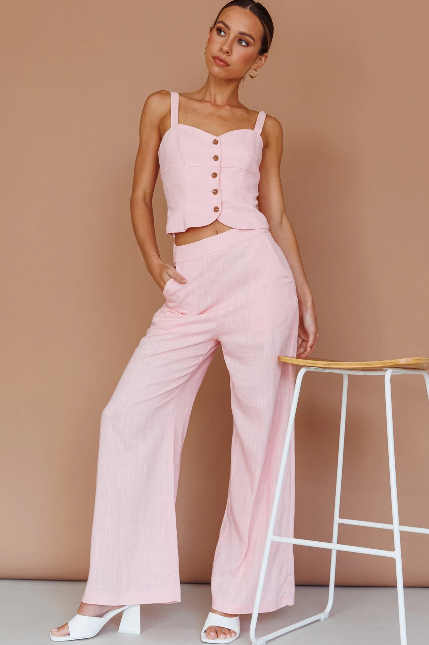 Play It Cool Wide Leg Pants Pink - Image 3