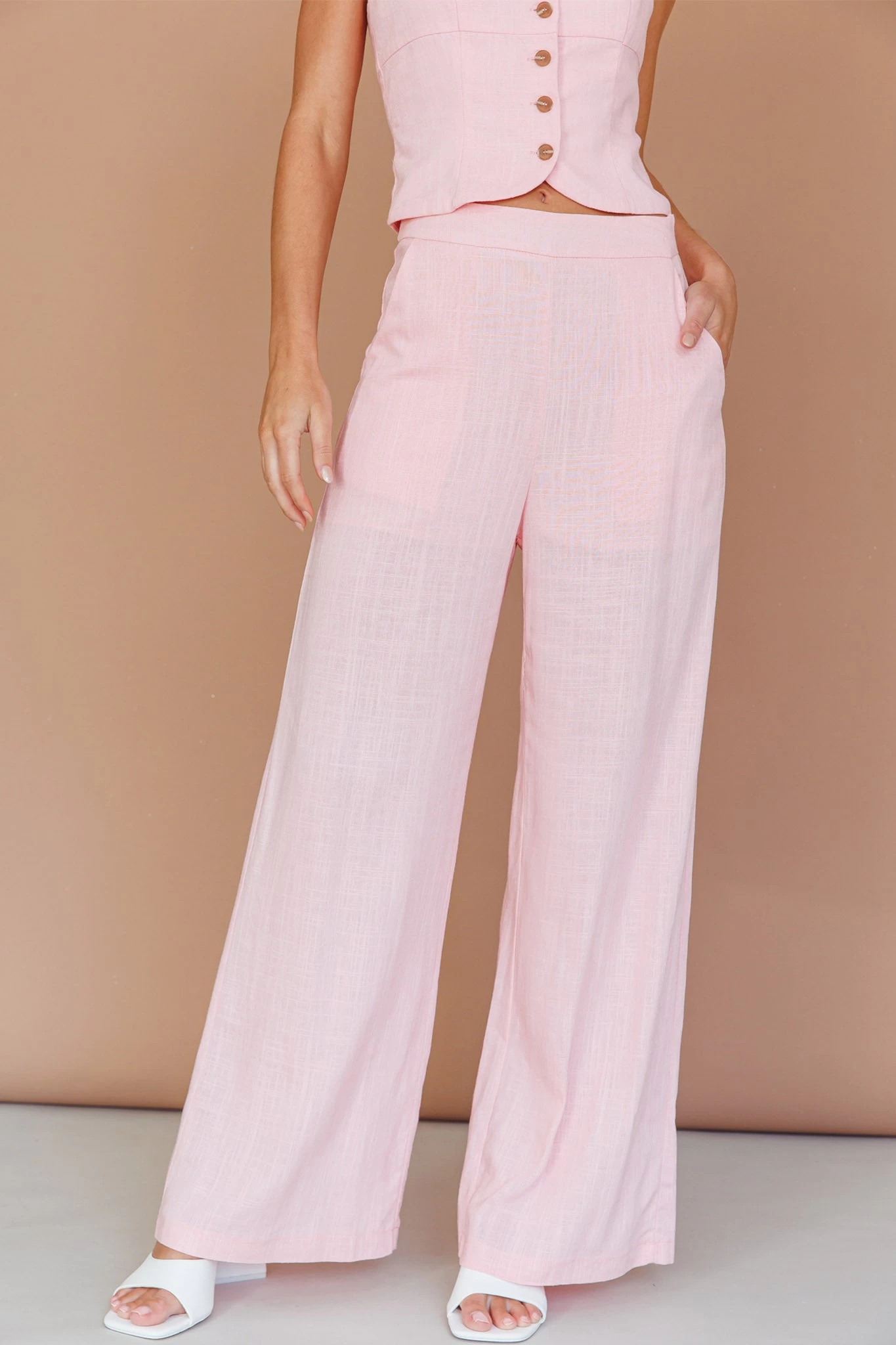 Play It Cool Wide Leg Pants Pink - Image 4