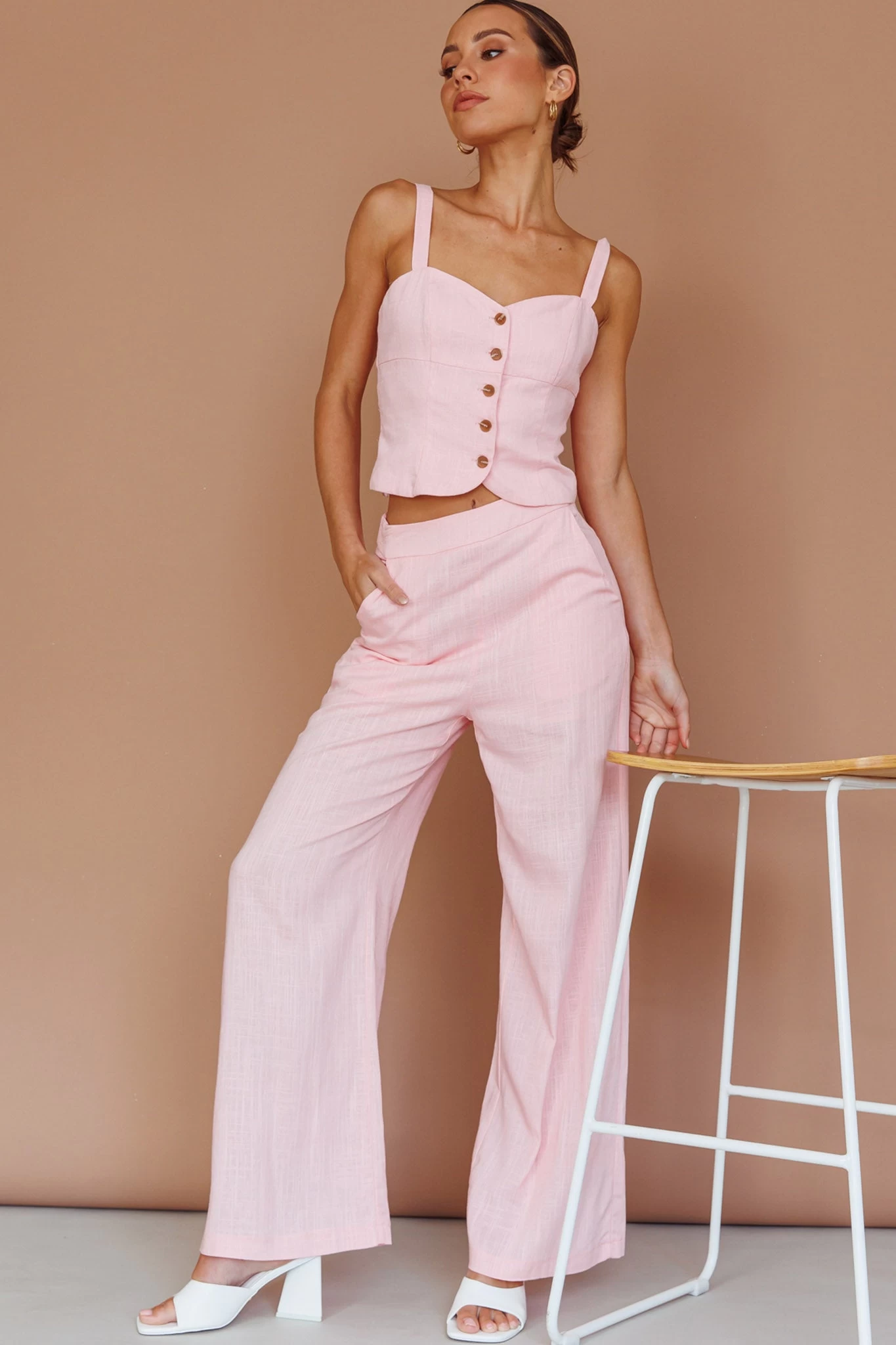 Play It Cool Wide Leg Pants Pink - Image 7