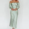 Ellory Long Sleeve Off-Shoulder Dress Sage