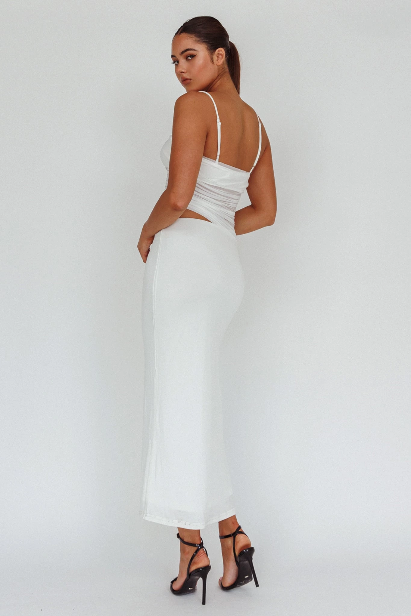 Lorely Ruched Bodice Midi Dress Vanilla - Image 2