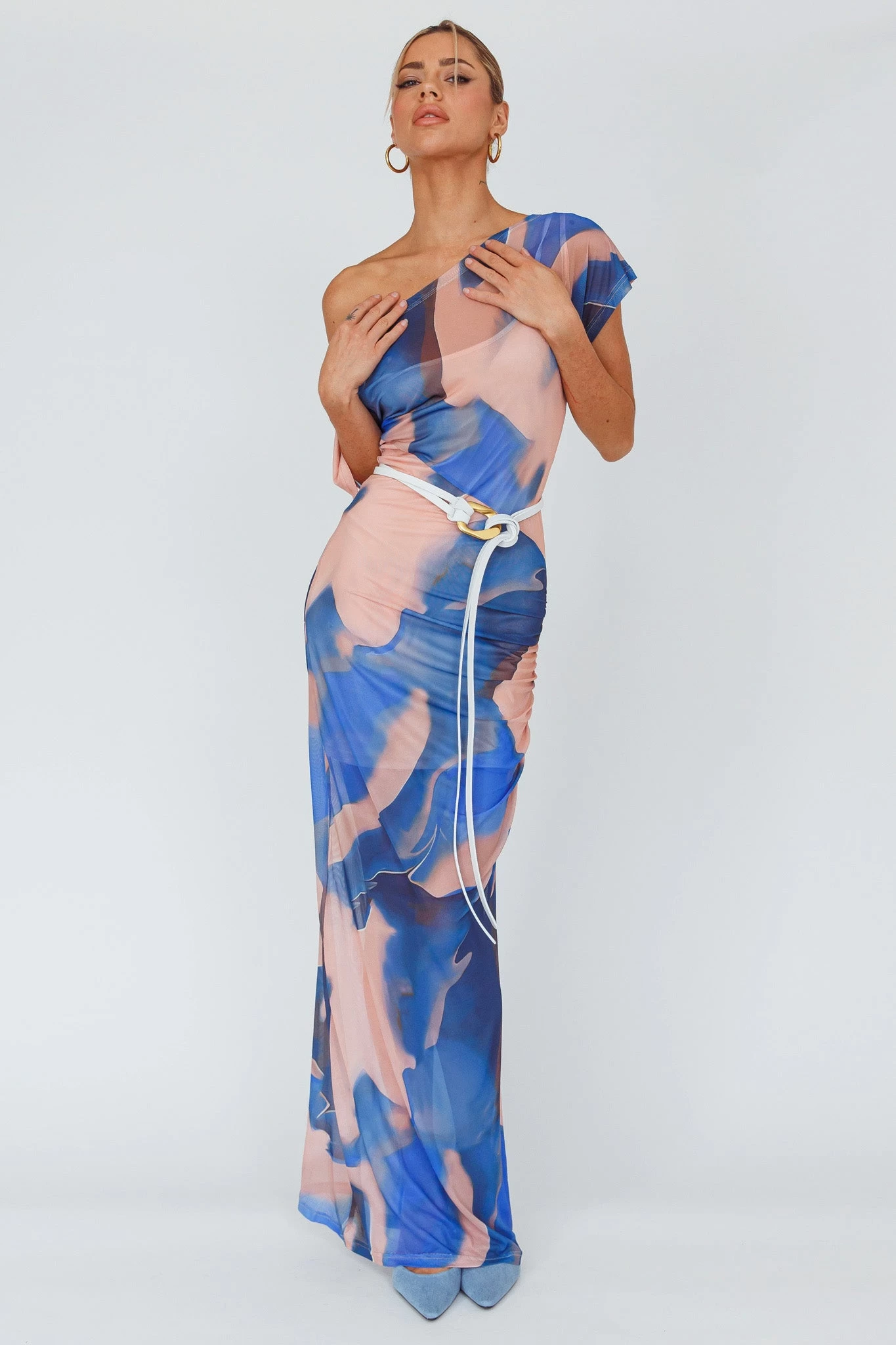 Tumi Short Sleeve Maxi Dress Printed Beige - Image 6